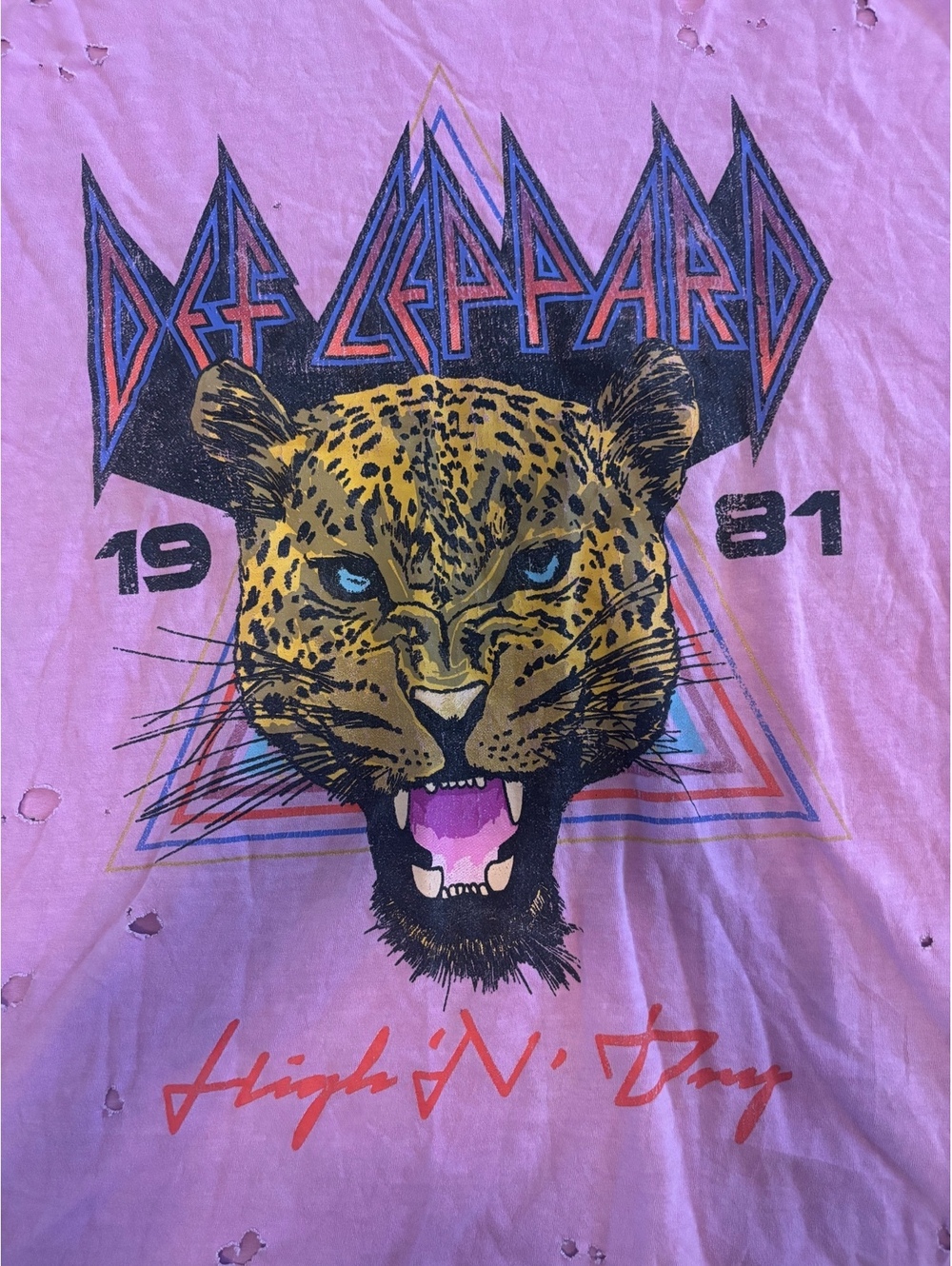 Def Leppard High ‘N’ Dry Leopard Distressed Graphic Tee Size Large